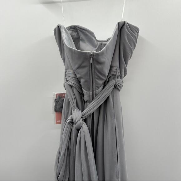 Birdy Grey Chicky Mesh Convertible Bridesmaid Maxi Dress in Silver Sz M NEW - Picture 6 of 13